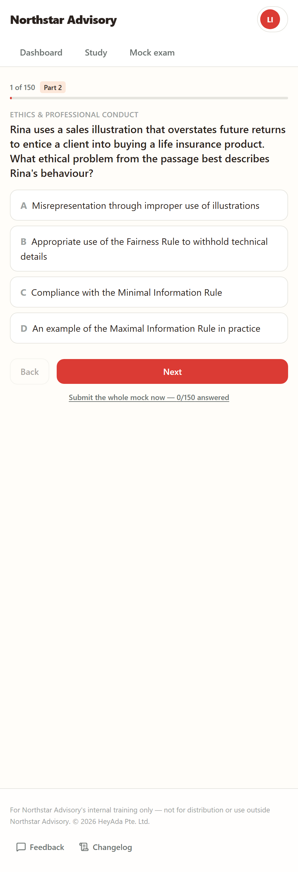 A real practice question in the exact exam format